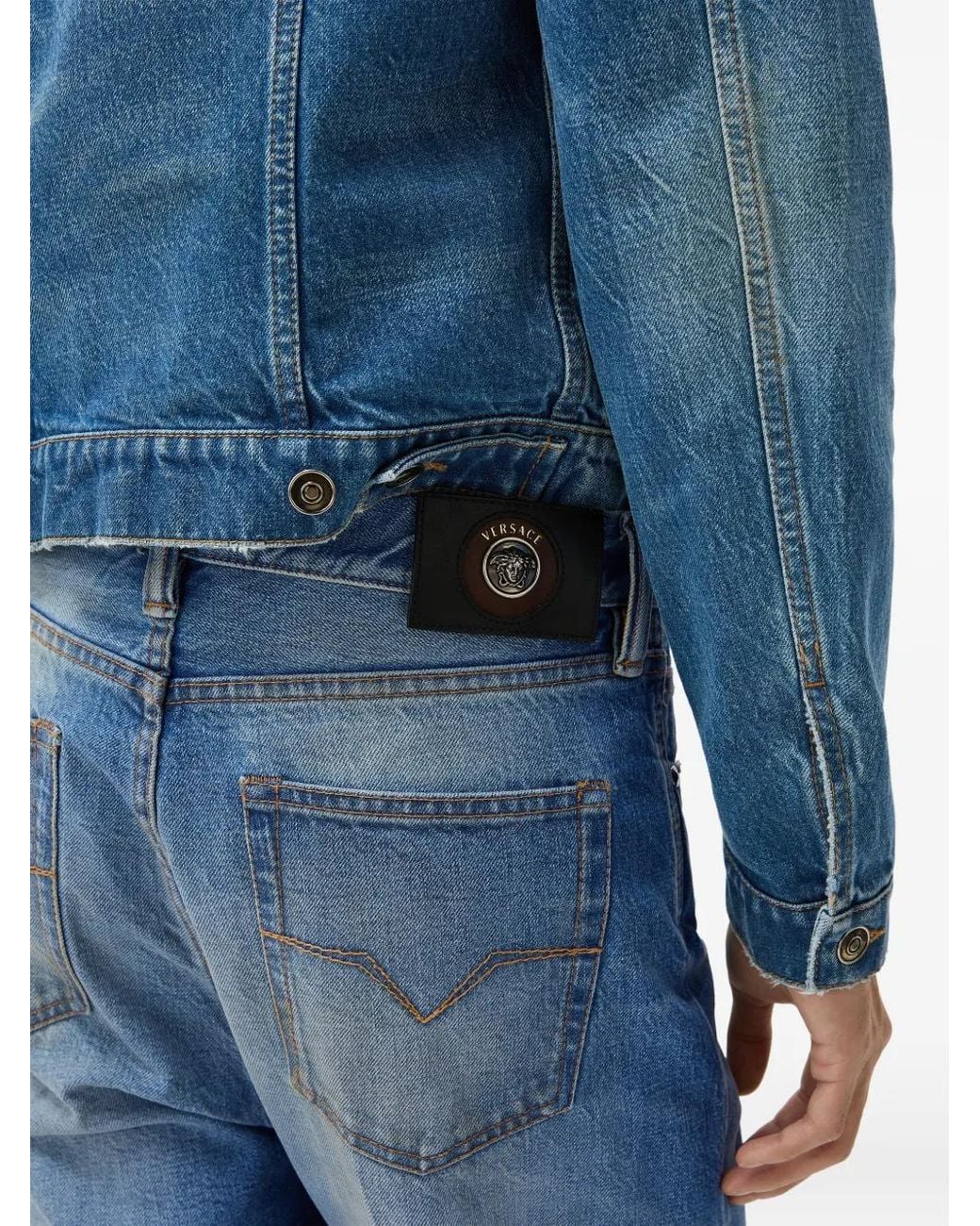 Vaqueros Rectos Con Efecto Envejecido Versace de hombre de color Blue