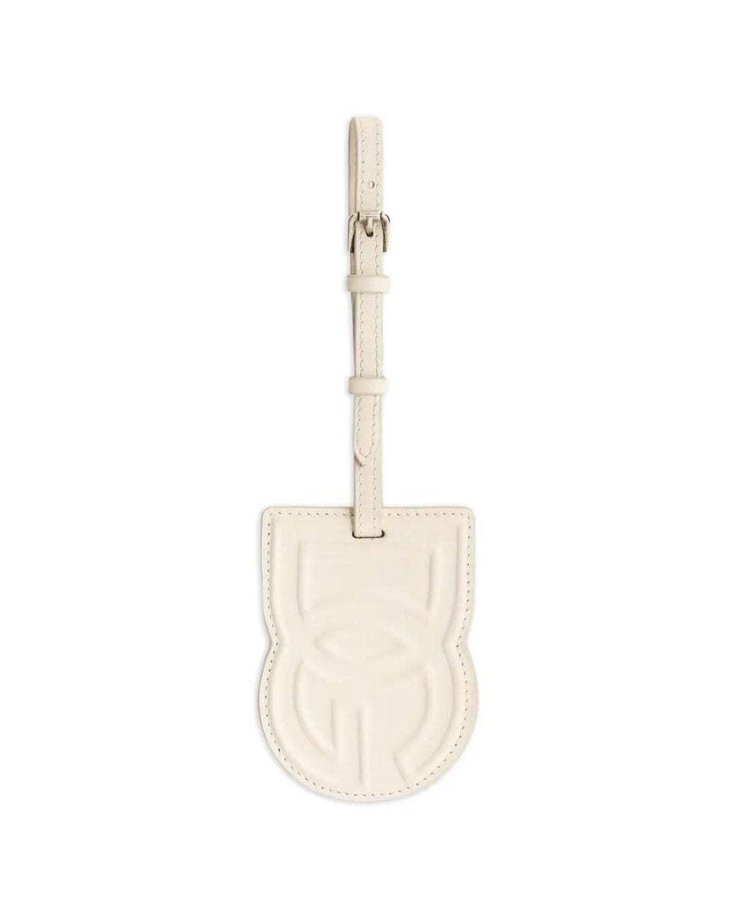 Dolce & Gabbana White Calfskin Keychain With Dg Logo for men