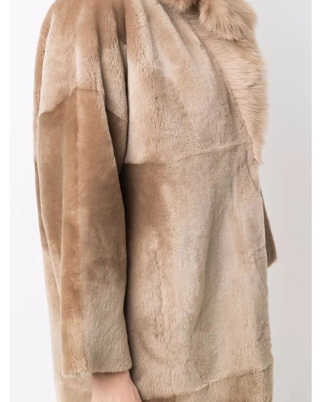 Liska Natural Reversible Single-Breasted Shearling Coat