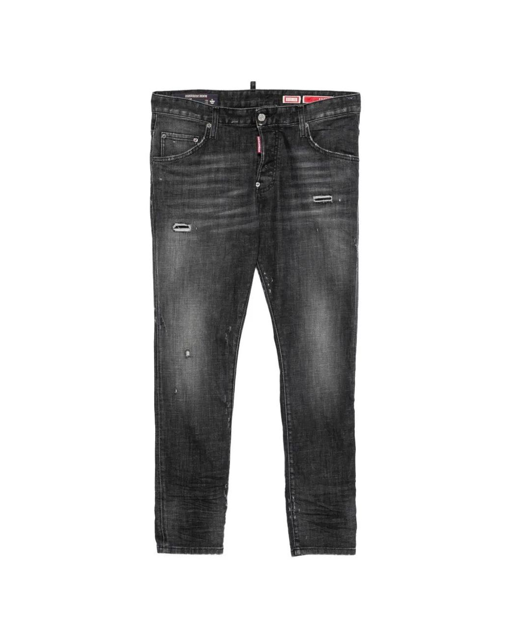 DSquared² Gray Distressed Faded-Effect Jeans for men