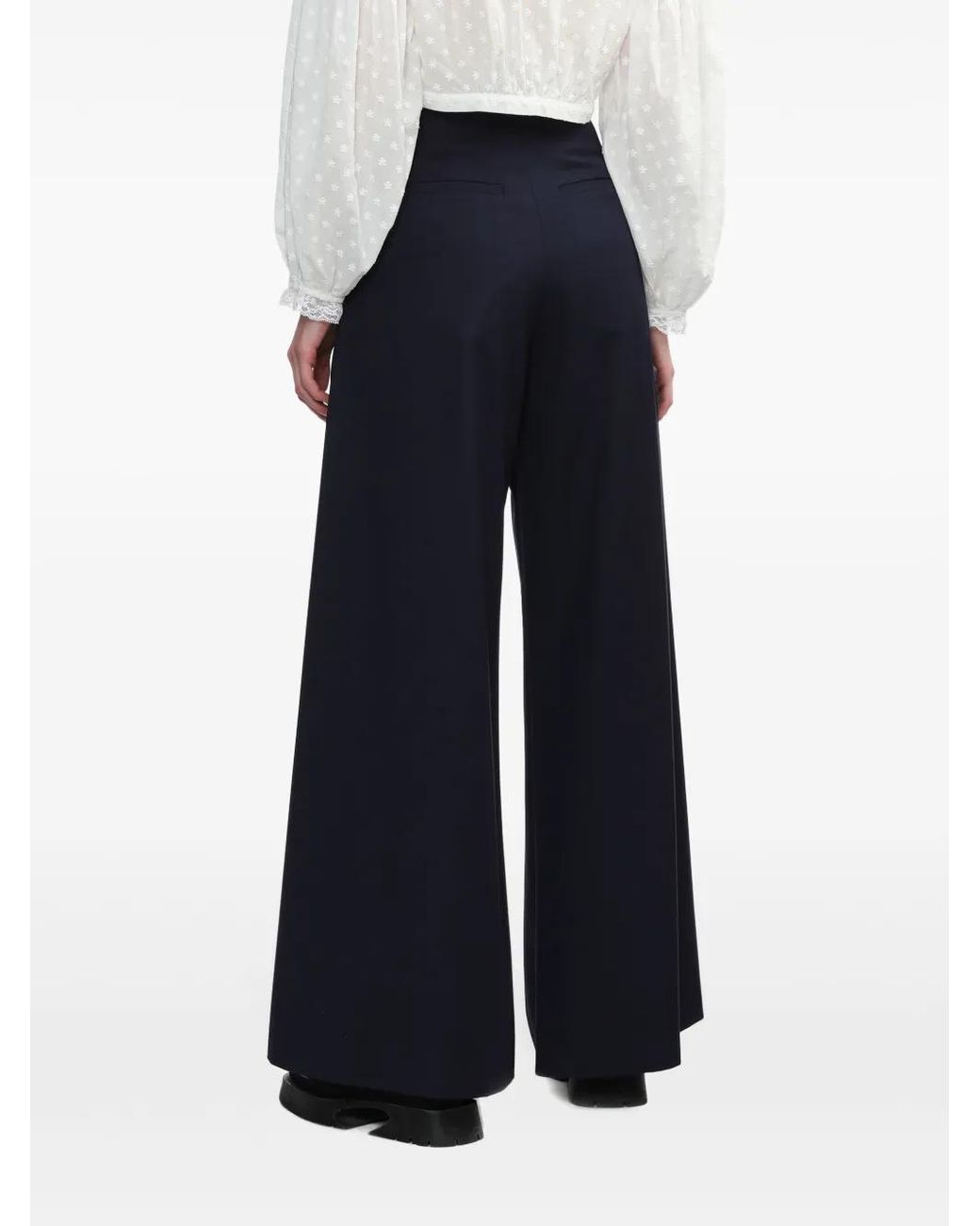 YUHAN WANG Blue Decorative-Button Palazzo Pants