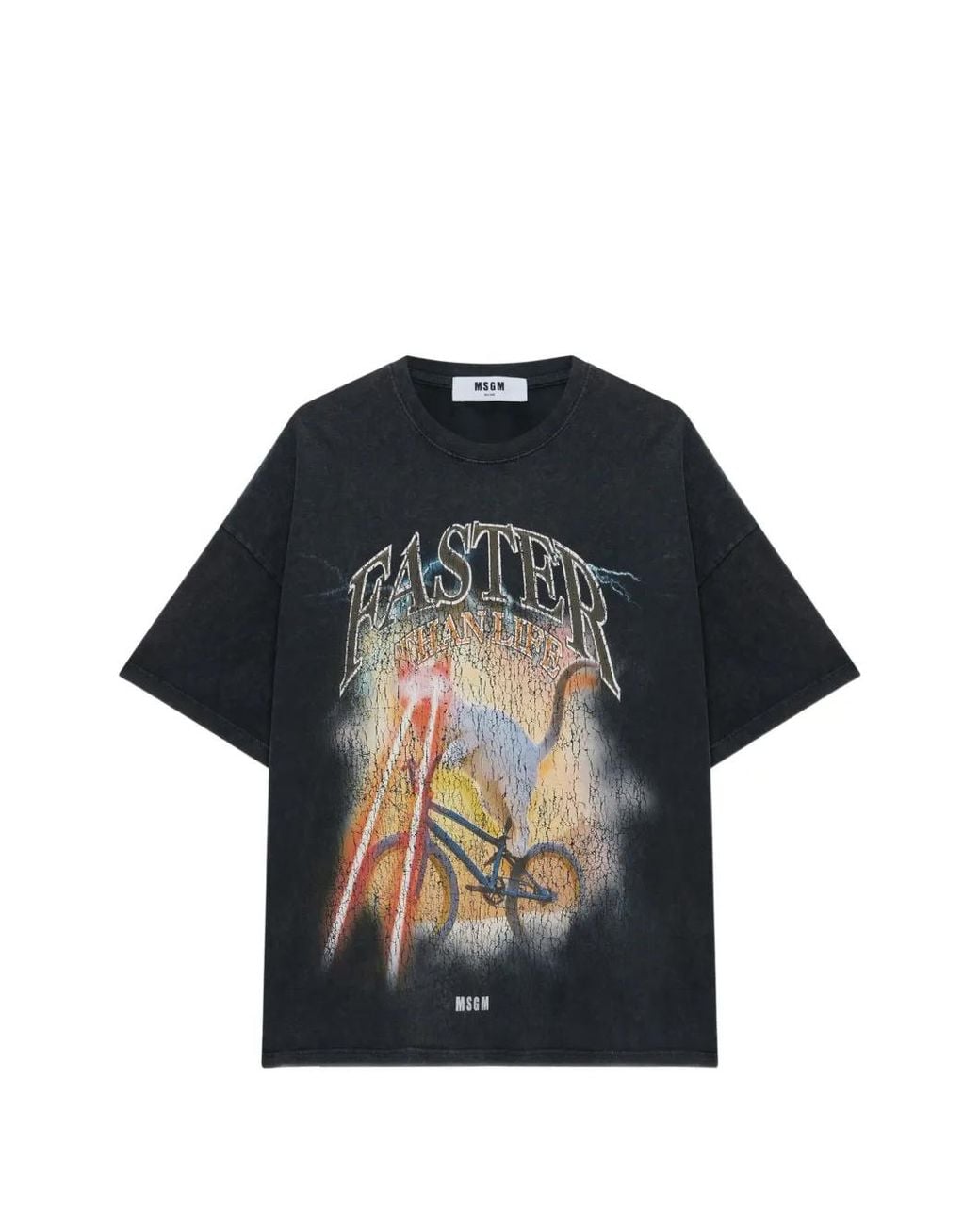 MSGM Blue T-Shirt À Imprimé Graphique for men