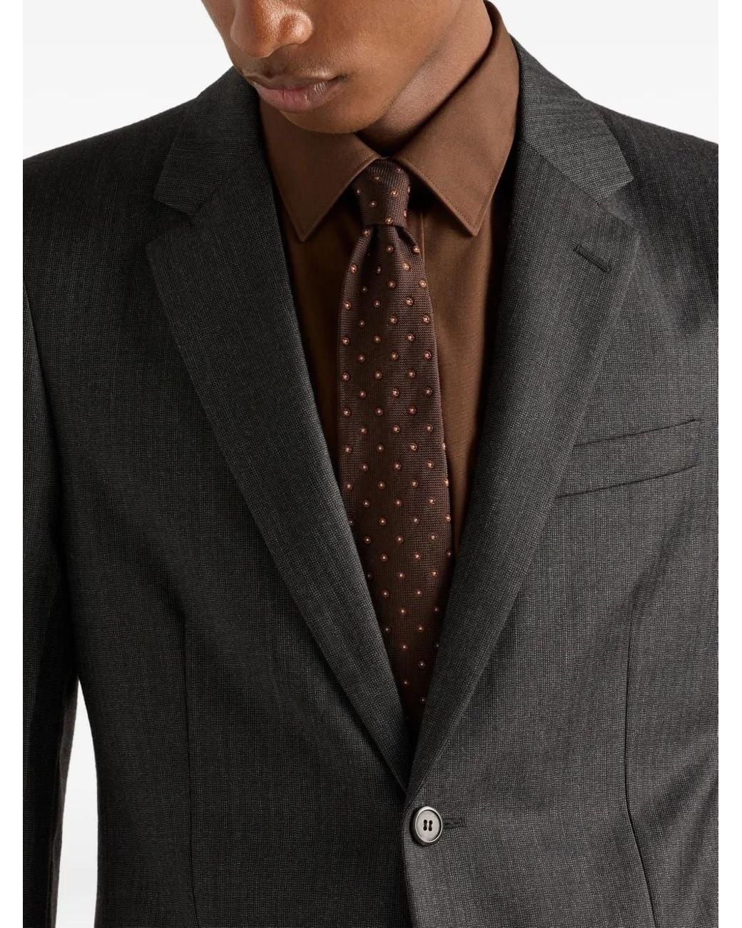 Prada White Dot-Pattern Silk Tie for men