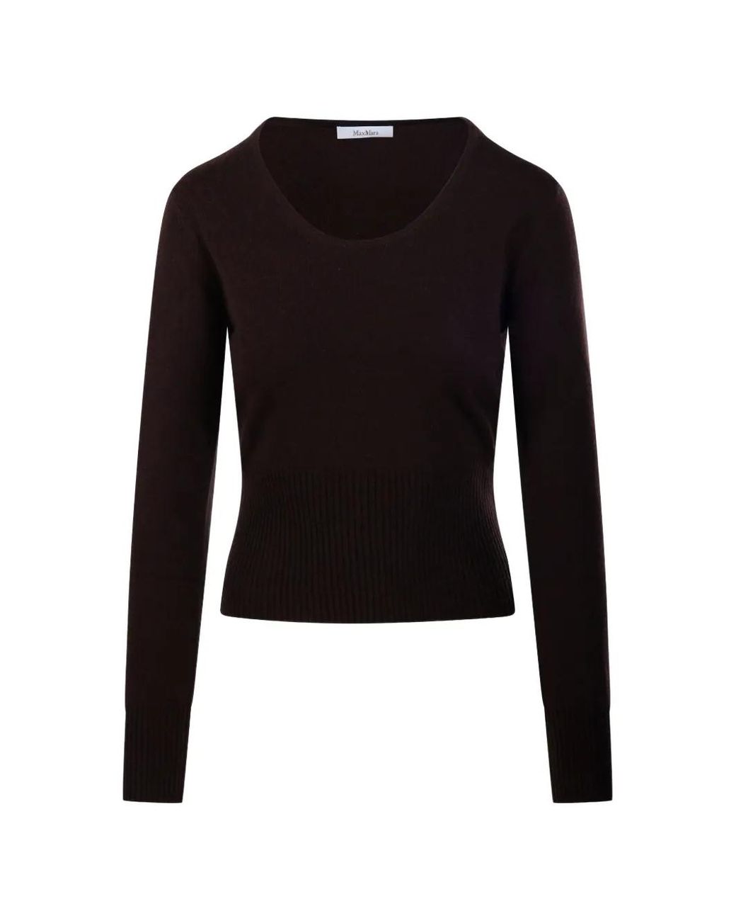Max Mara Black Ribbed-Knit Scoop-Neck Sweater