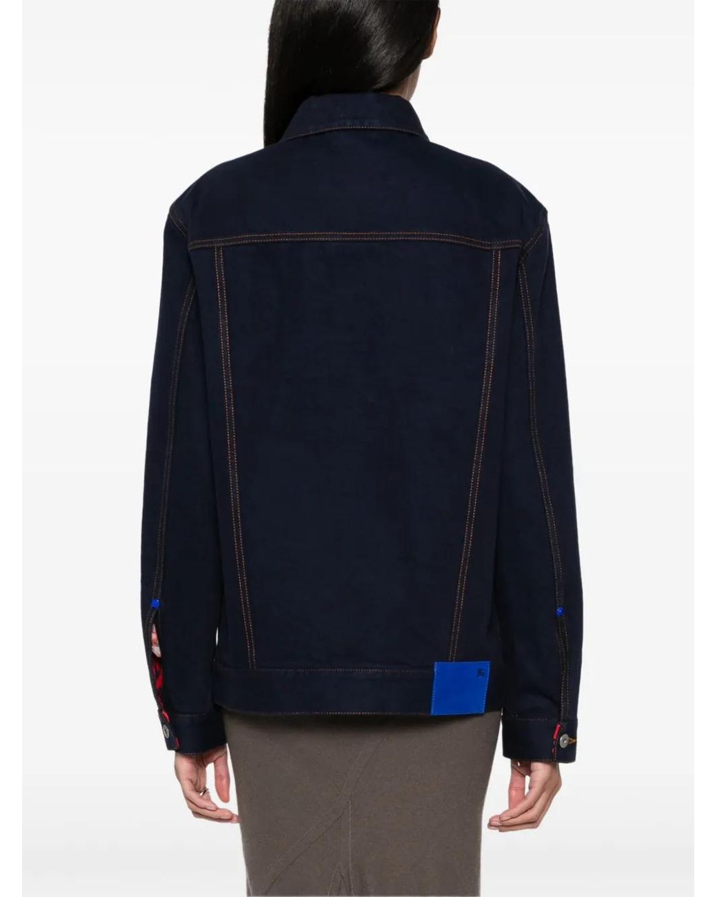 Chaqueta Vaquera Con Parche Del Logo Burberry de color Blue
