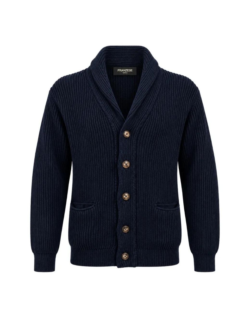 Franzese Collection Blue Steve Mcqueen Ribbed Cardigan for men