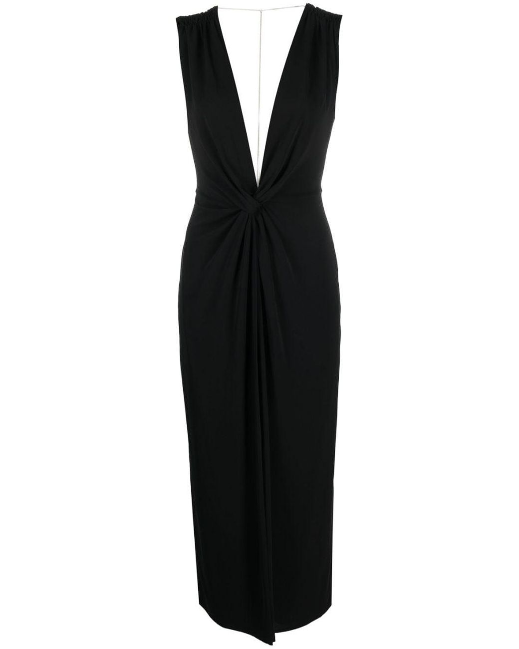 Patrizia Pepe Twist-detail Midi Dress in Black | Lyst