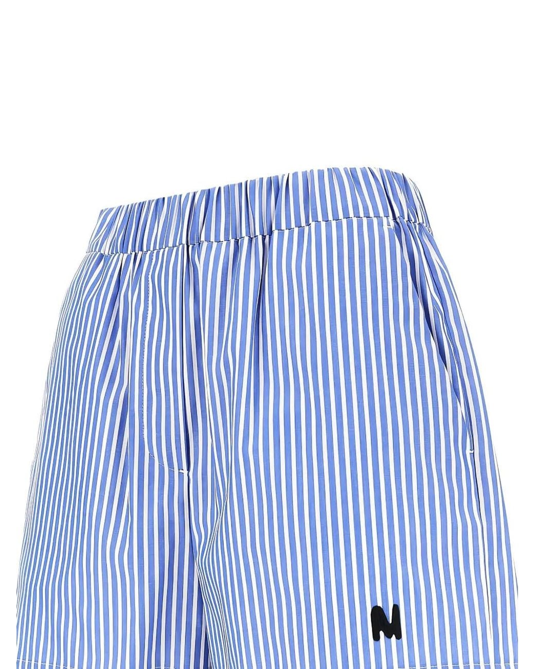 MSGM Blue Short À Rayures