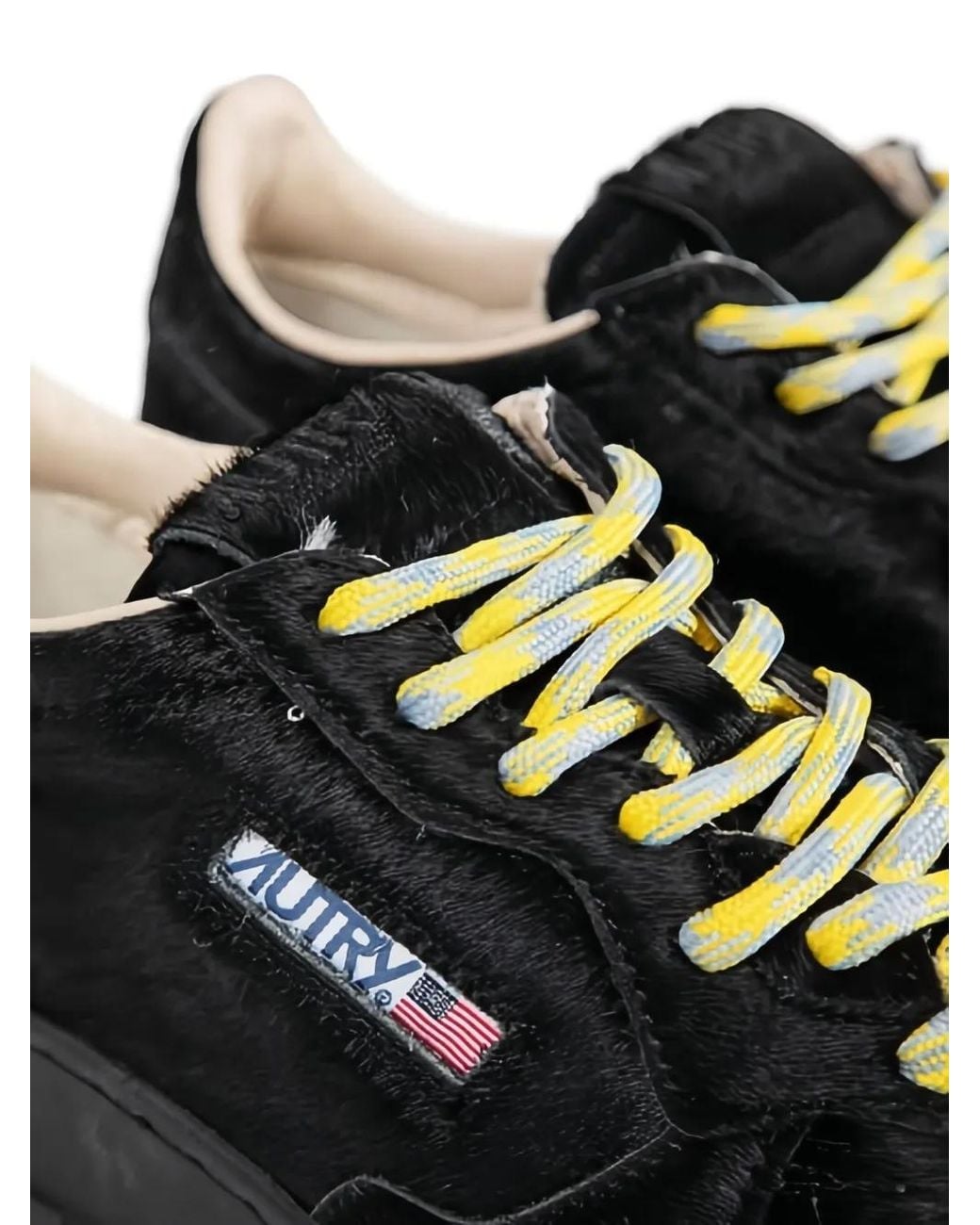 Autry Black Calf Hair Medalist Low Trainers