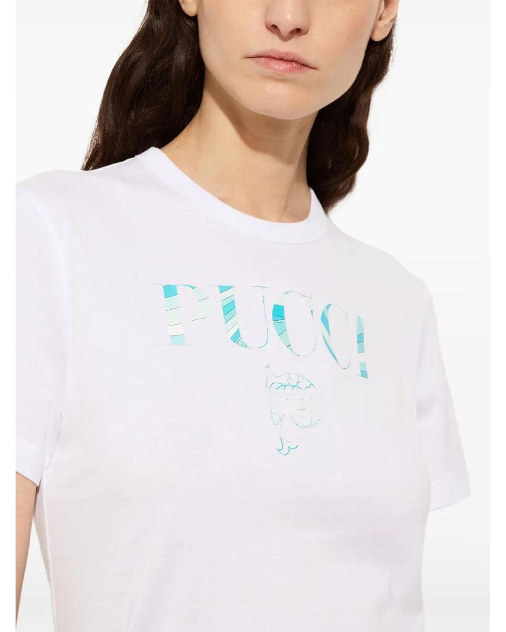 Emilio Pucci White T-Shirt En Coton À Logo