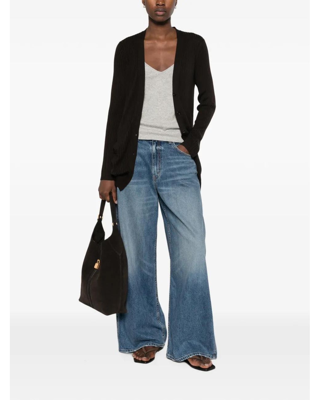 Bompard Gray Cashmere Spaghetti-Strap Top