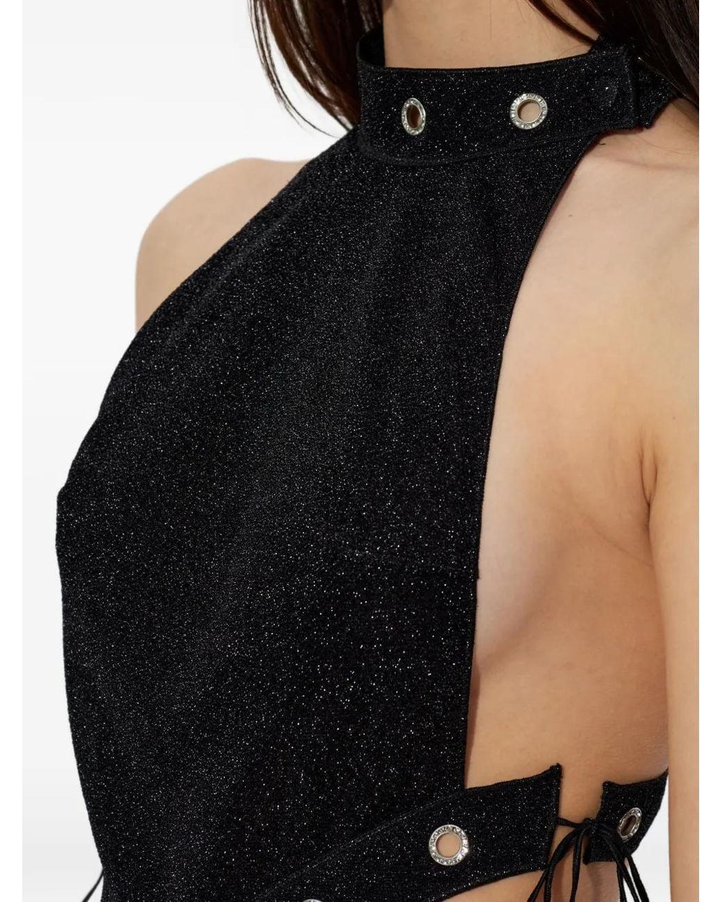 Oseree Black Halterneck Maxi Dress