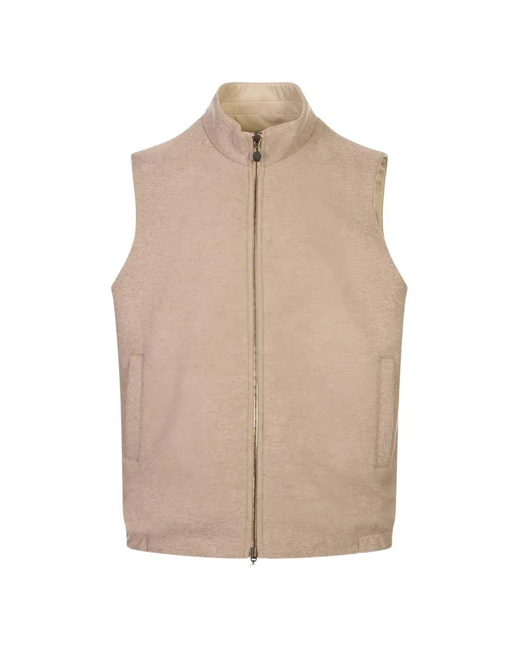 Kiton Natural Reversible Zip-Fastening Vest for men