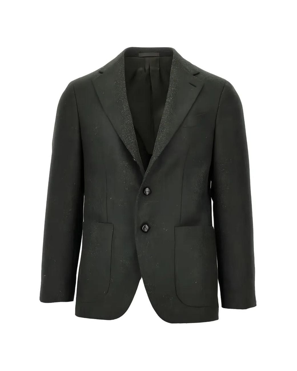 Caruso Black Single-Breasted Wool Blazer for men