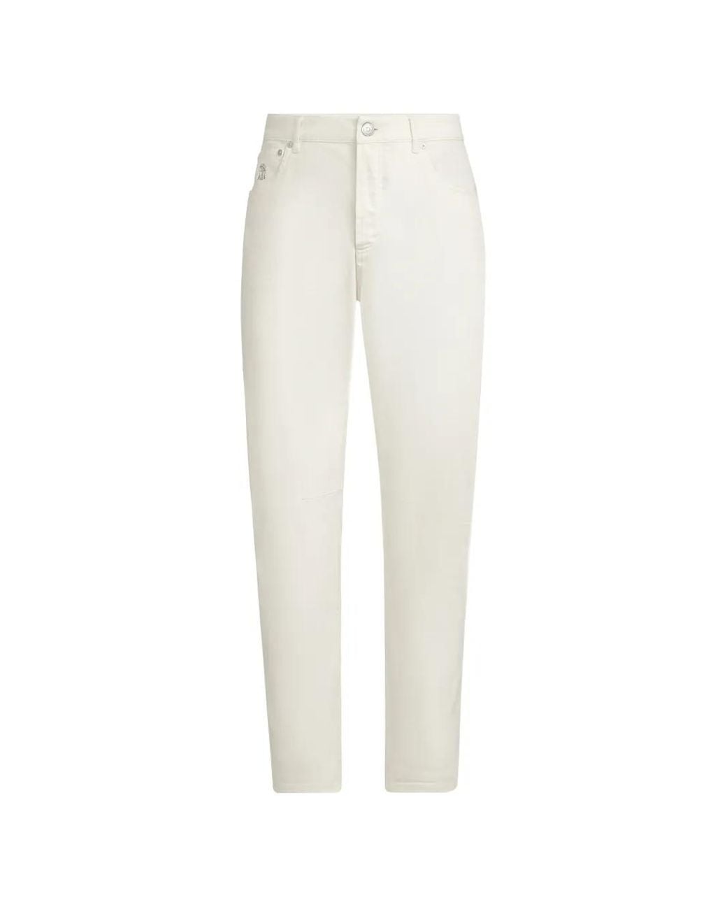Brunello Cucinelli White Five-Pocket Jeans for men