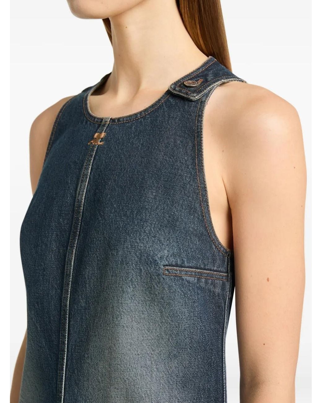 Courreges Blue Vintage Denim A-Line Dress