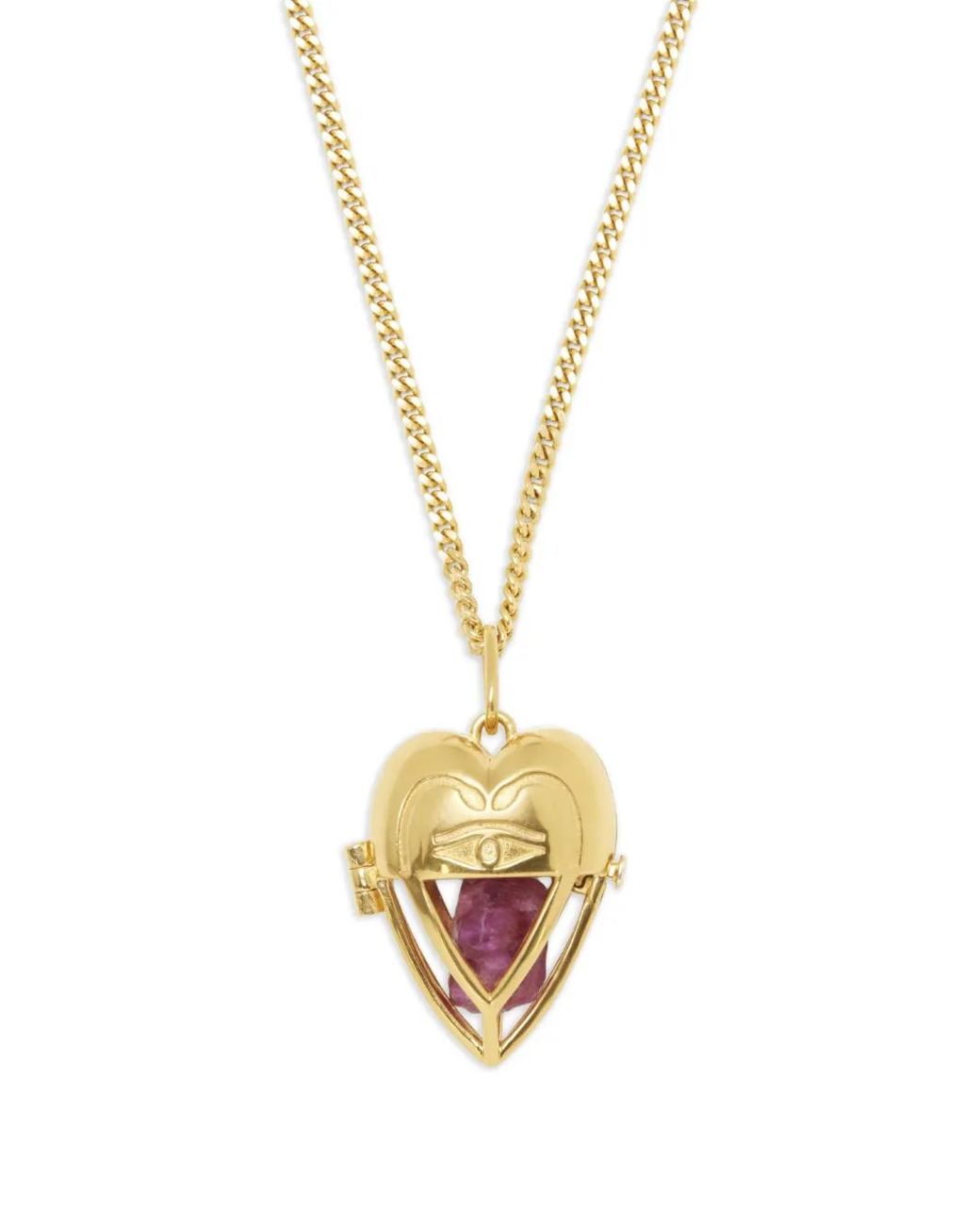 CAPSULE ELEVEN Metallic Heart-Pendant Ruby Necklace