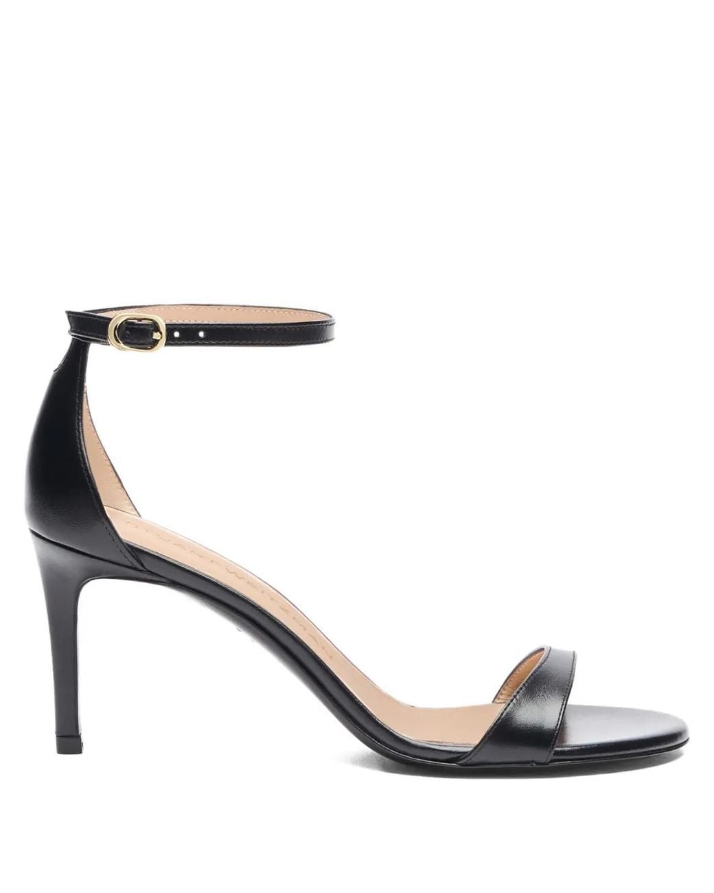 Stuart Weitzman Black Ankle-Strap Leather Sandals
