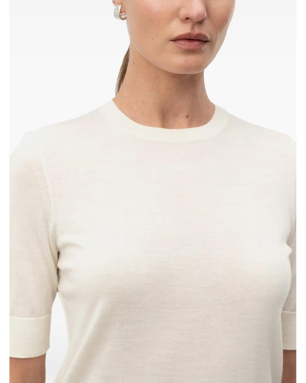 Boss White Slim-Fit Short-Sleeved Sweater