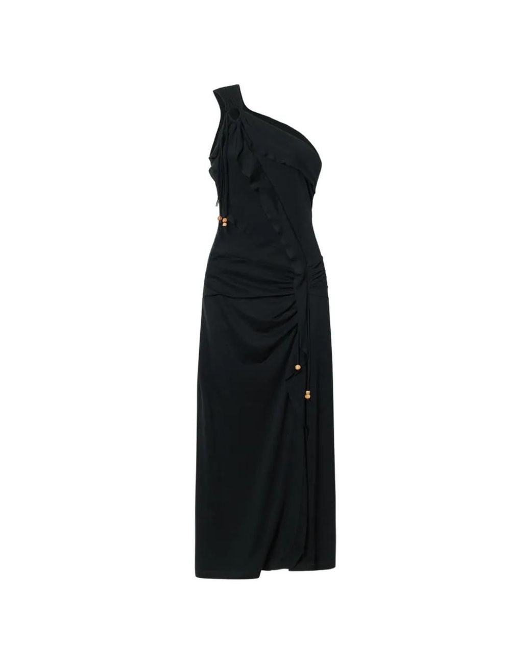 Isabel Marant Black Juliane Ruffled One-Shoulder Midi Dress