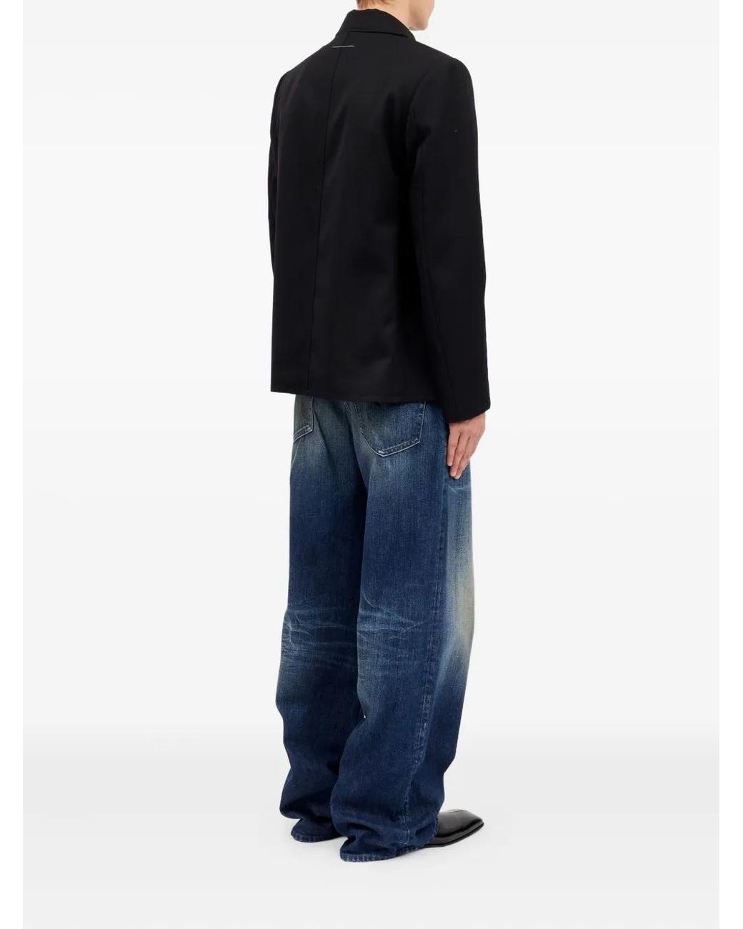 MM6 by Maison Margiela Black Frayed-Hem Shirt Jacket for men