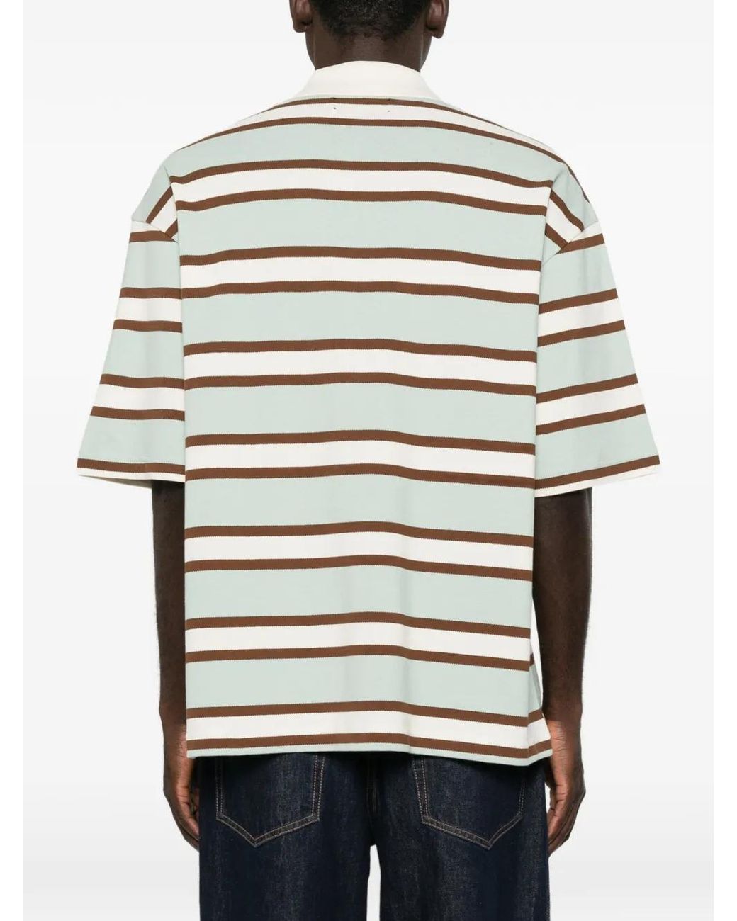 Amiri Gray Striped Short-Sleeve Polo Shirt for men