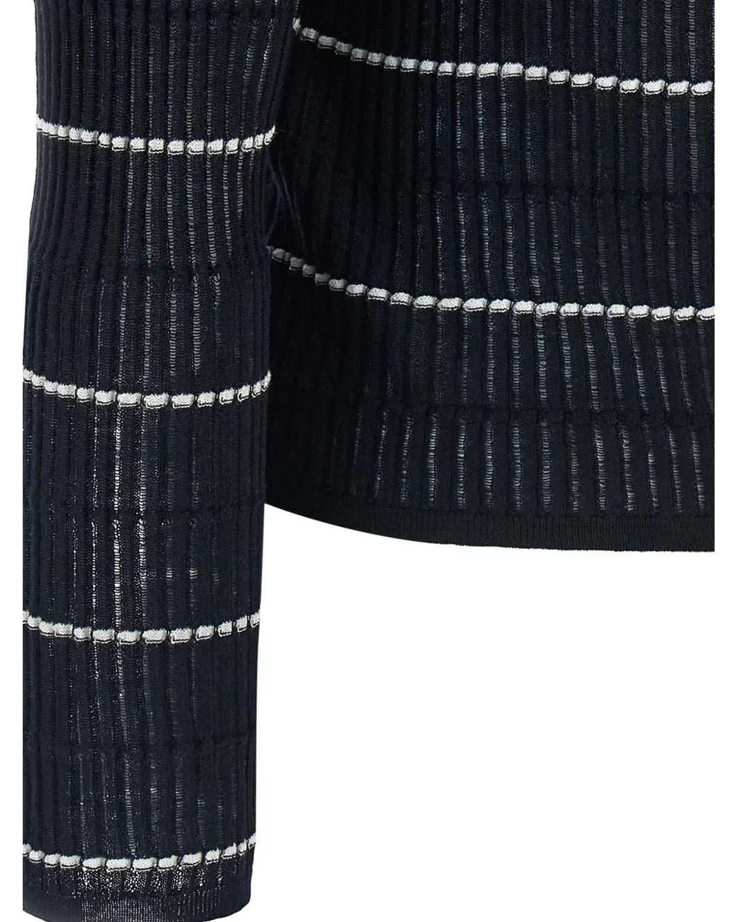 Max Mara Black Pedone Ribbed Striped Sweater