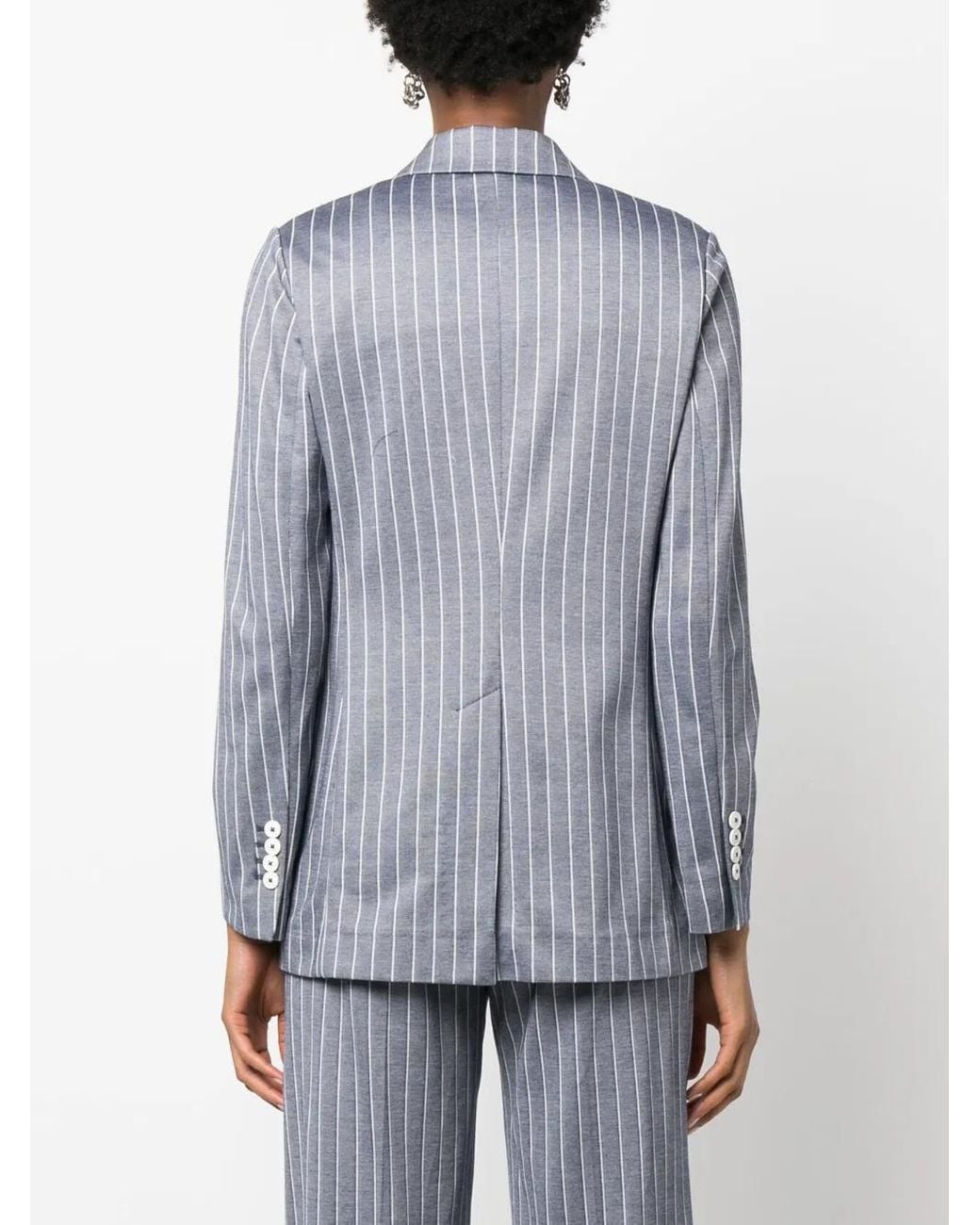 Circolo 1901 Blue Pinstripe-Pattern Double-Breasted Blazer