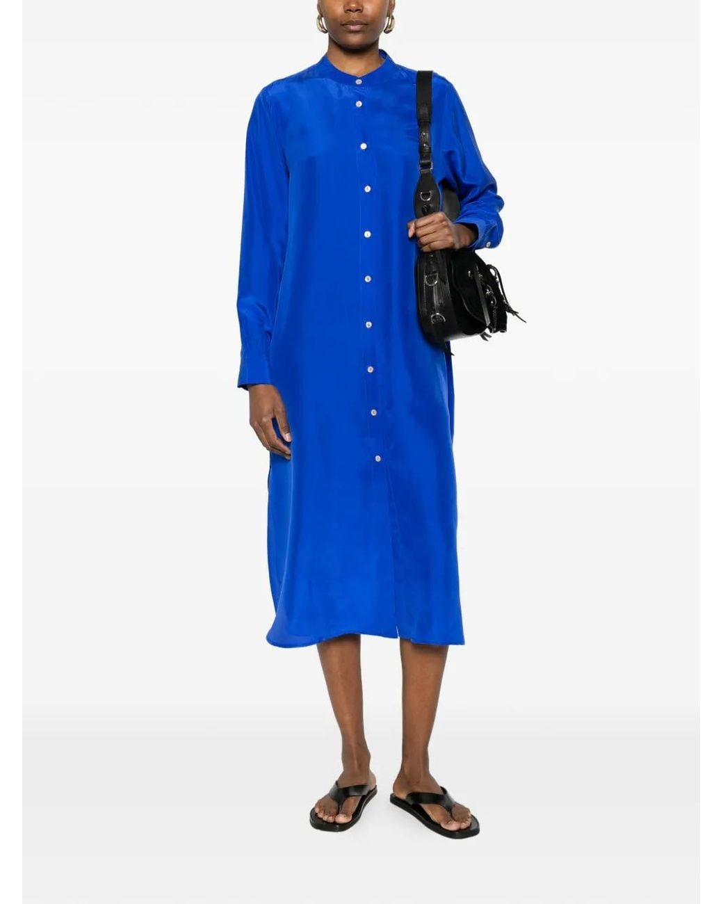 P.A.R.O.S.H. Blue Robe Mi-Longue À Boutonnière