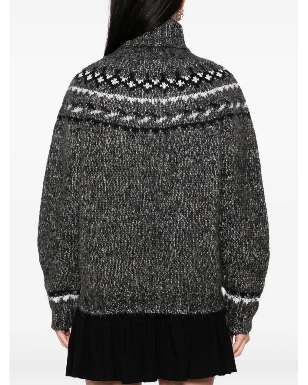 P.A.R.O.S.H. Black Laila High-Neck Patterned Sweater