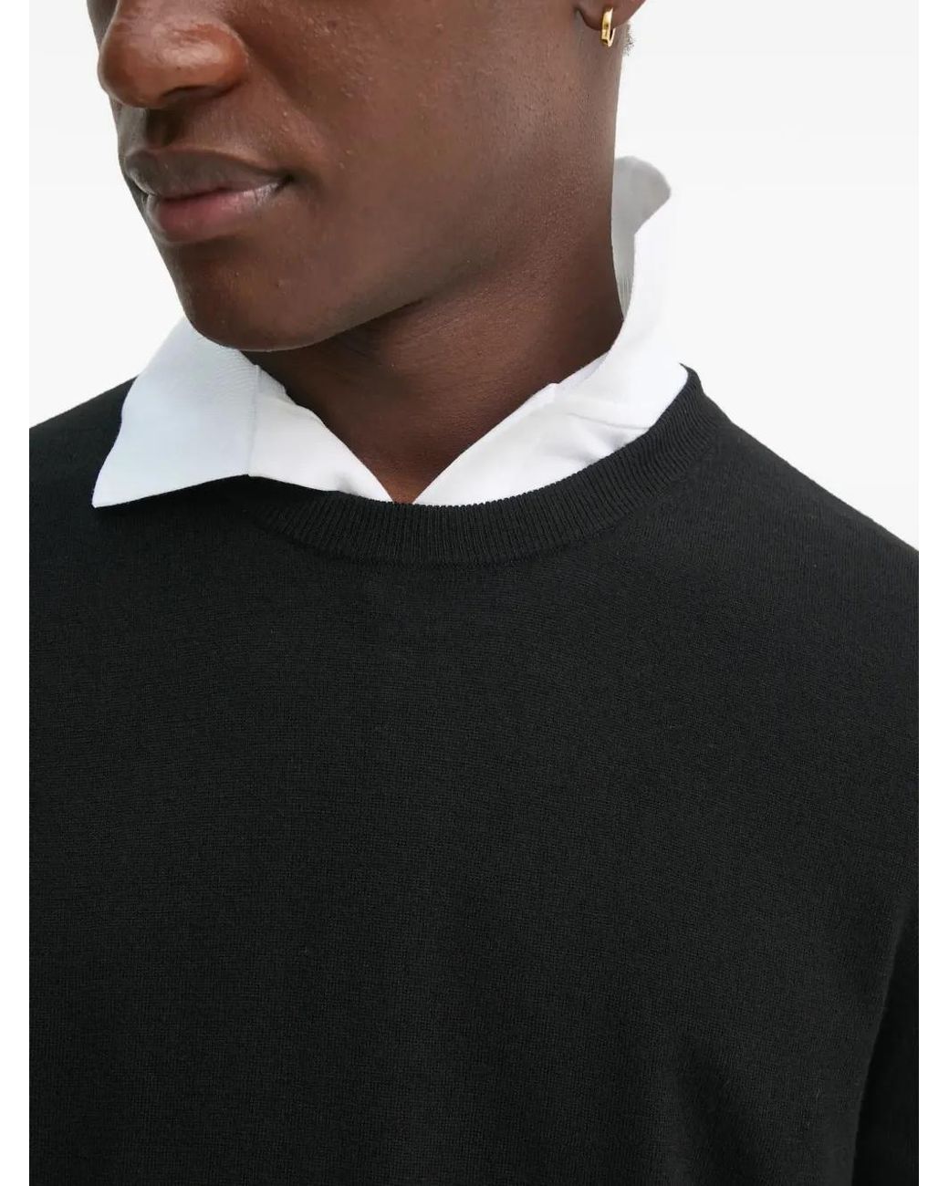 Filippa K Black Crew Neck Merino Sweater for men
