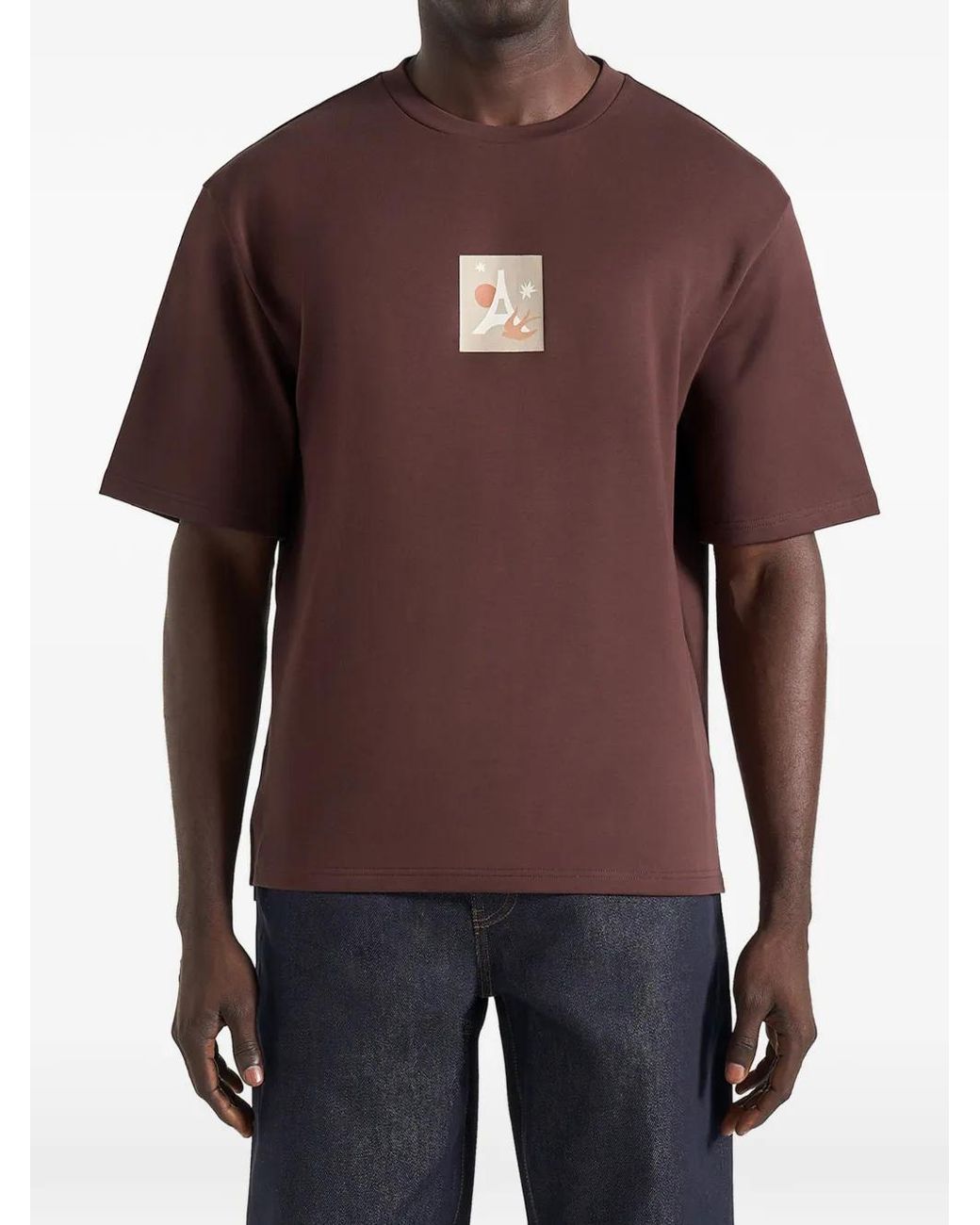 Manière De Voir Purple T-Shirt Thibault En Coton À Détail D'Oiseau for men