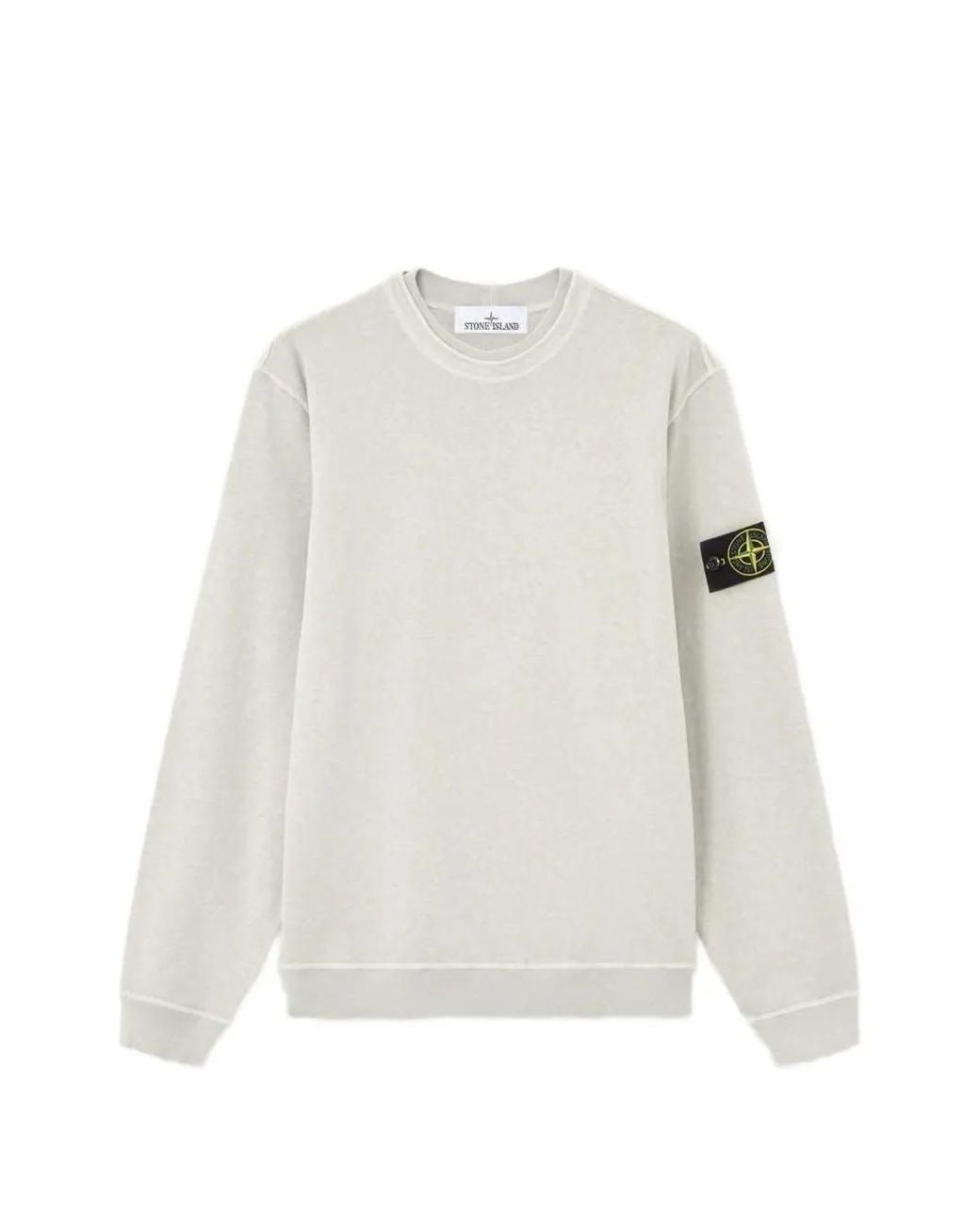 Stone Island White Regular Fit Crew Neck Sweatshirt for men
