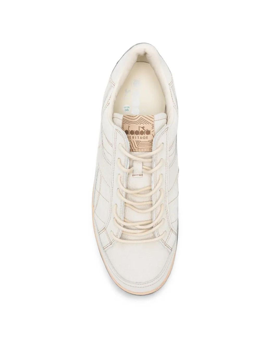 Diadora White Logo-Patch Pebbled Leather Sneakers for men