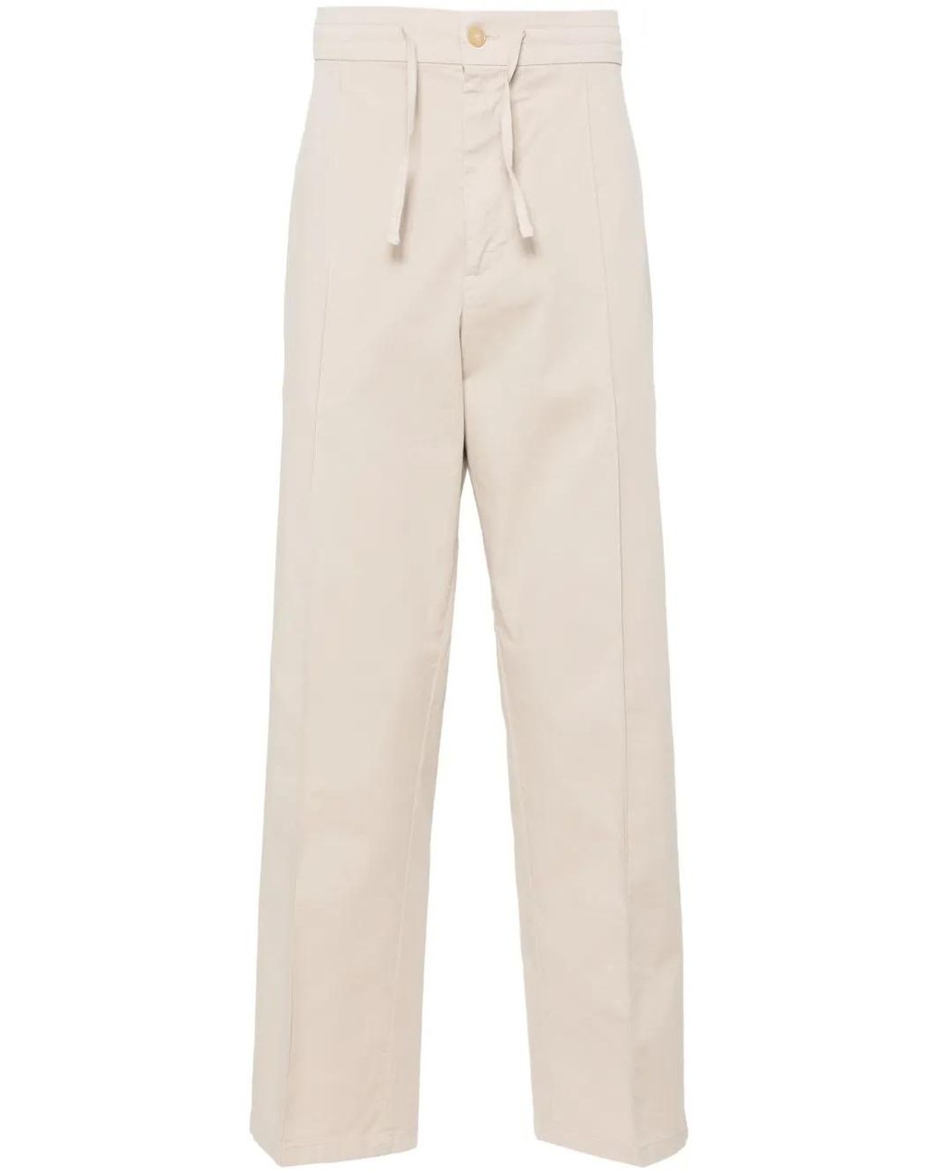 Canali Natural Drawstring-Waist Straight-Leg Trousers for men