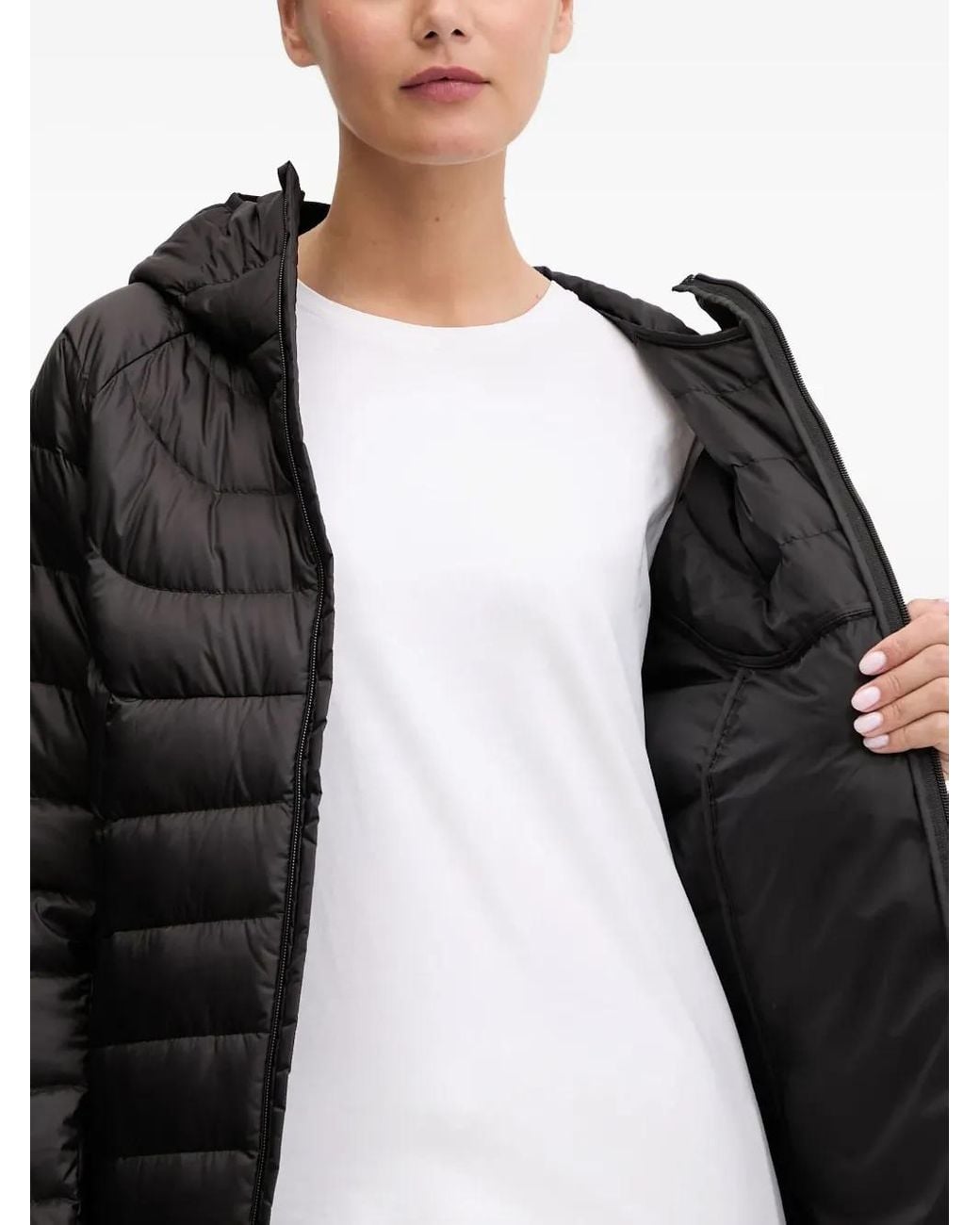 PUMA Black Hooded Logo-Detail Puffer Jacket