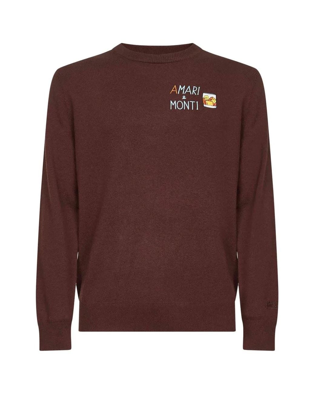 Mc2 Saint Barth Brown Logo-Embroidered Crew-Neck Sweater for men