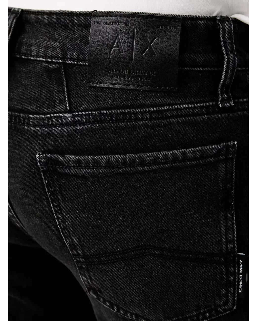 ARMANI EXCHANGE Black Logo-Patch Jeans for men