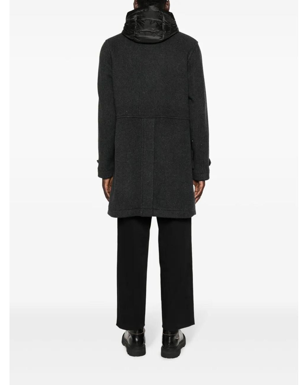 Woolrich Black Wool-Blend Button-Up Coat for men
