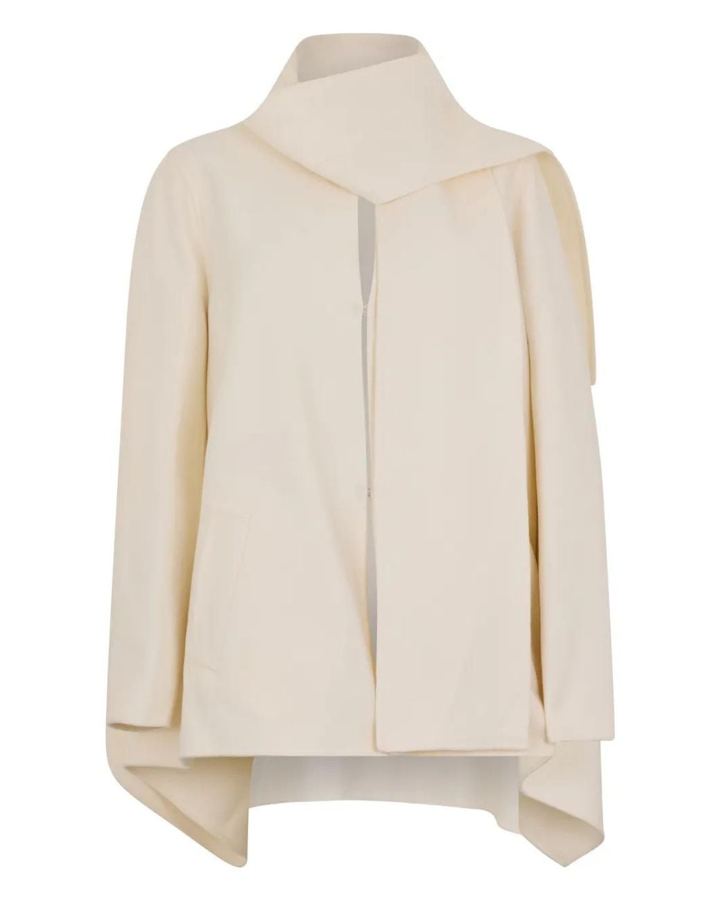 Valentino Garavani White Caban Draped Collared Jacket