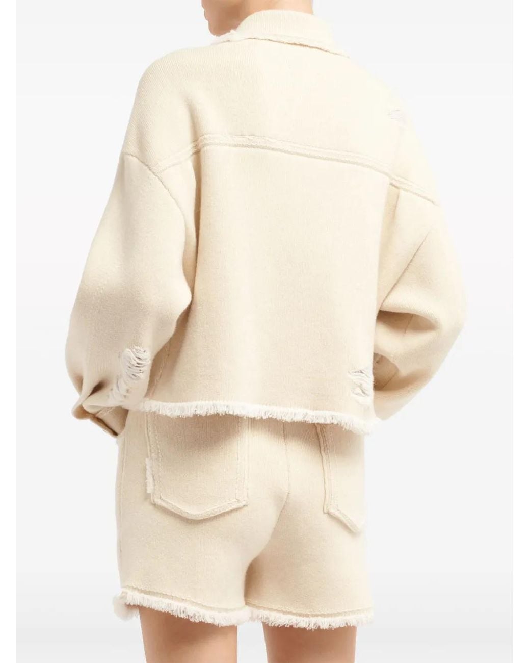 Barrie Natural Fine-Knit Fringe-Detail Shorts