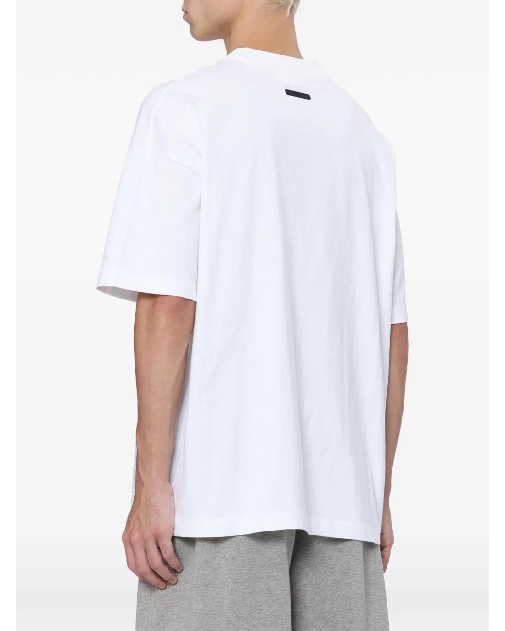 Essentials White Logo-Print T-Shirt for men
