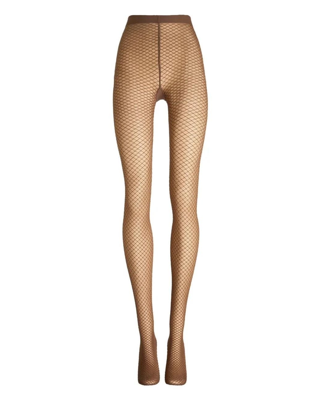 Wolford White Shimmer-Effect Fishnet Tights