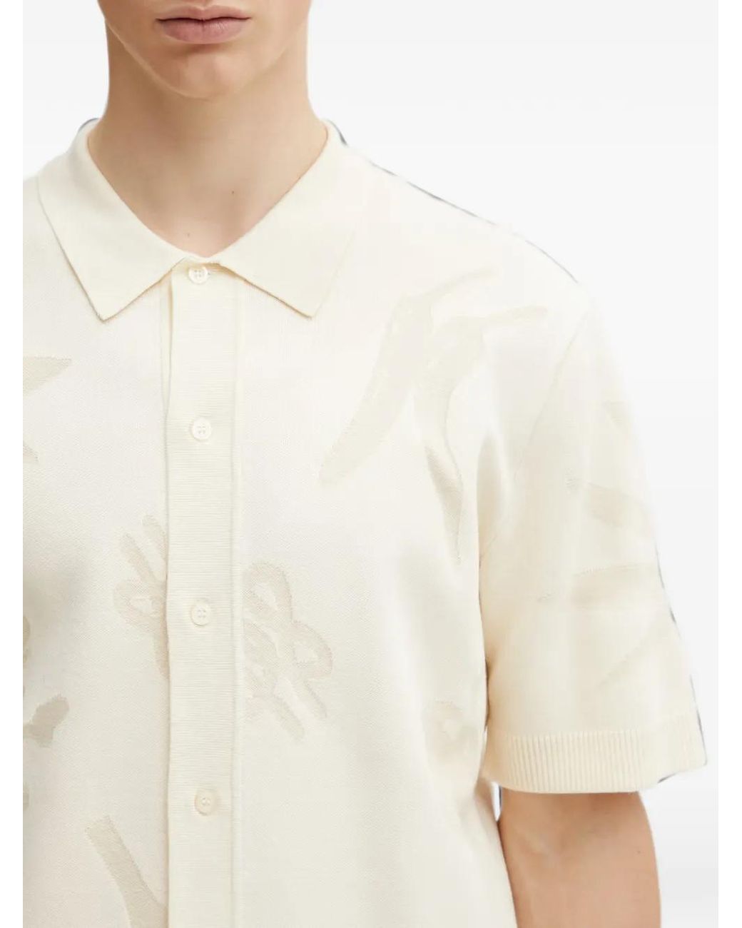 Filling Pieces Natural Intarsia-Knit Short-Sleeve Shirt for men