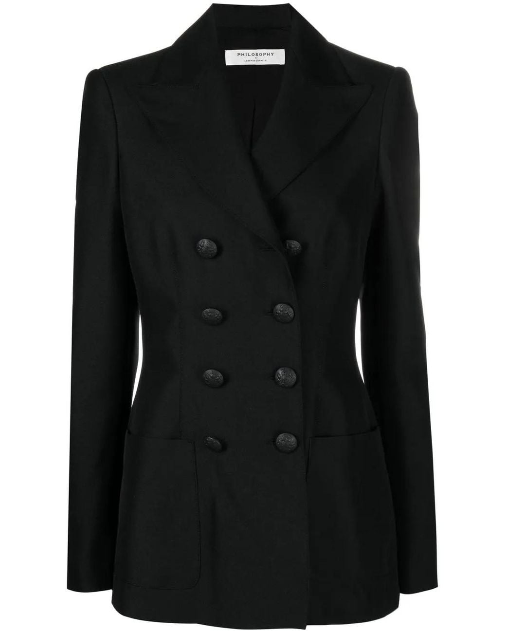 Philosophy Di Lorenzo Serafini Black Fitted Double-Breasted Blazer