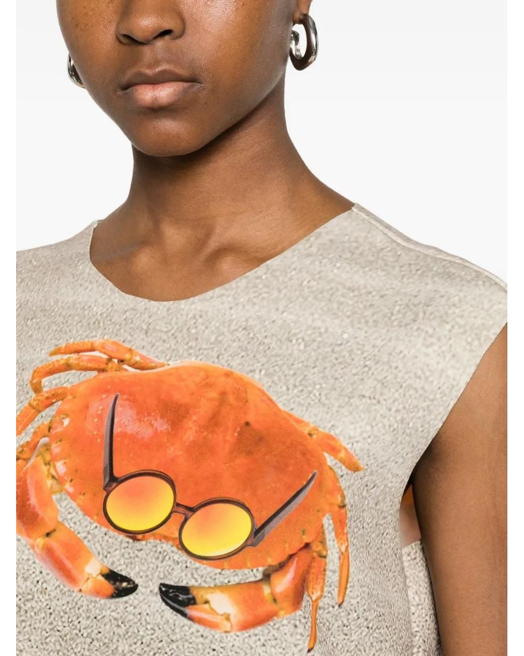 The Artistylist Orange Crab-Print Sleeveless Mini Dress