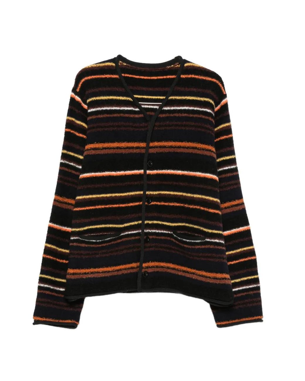 Sacai Black Striped Button-Up Cardigan for men