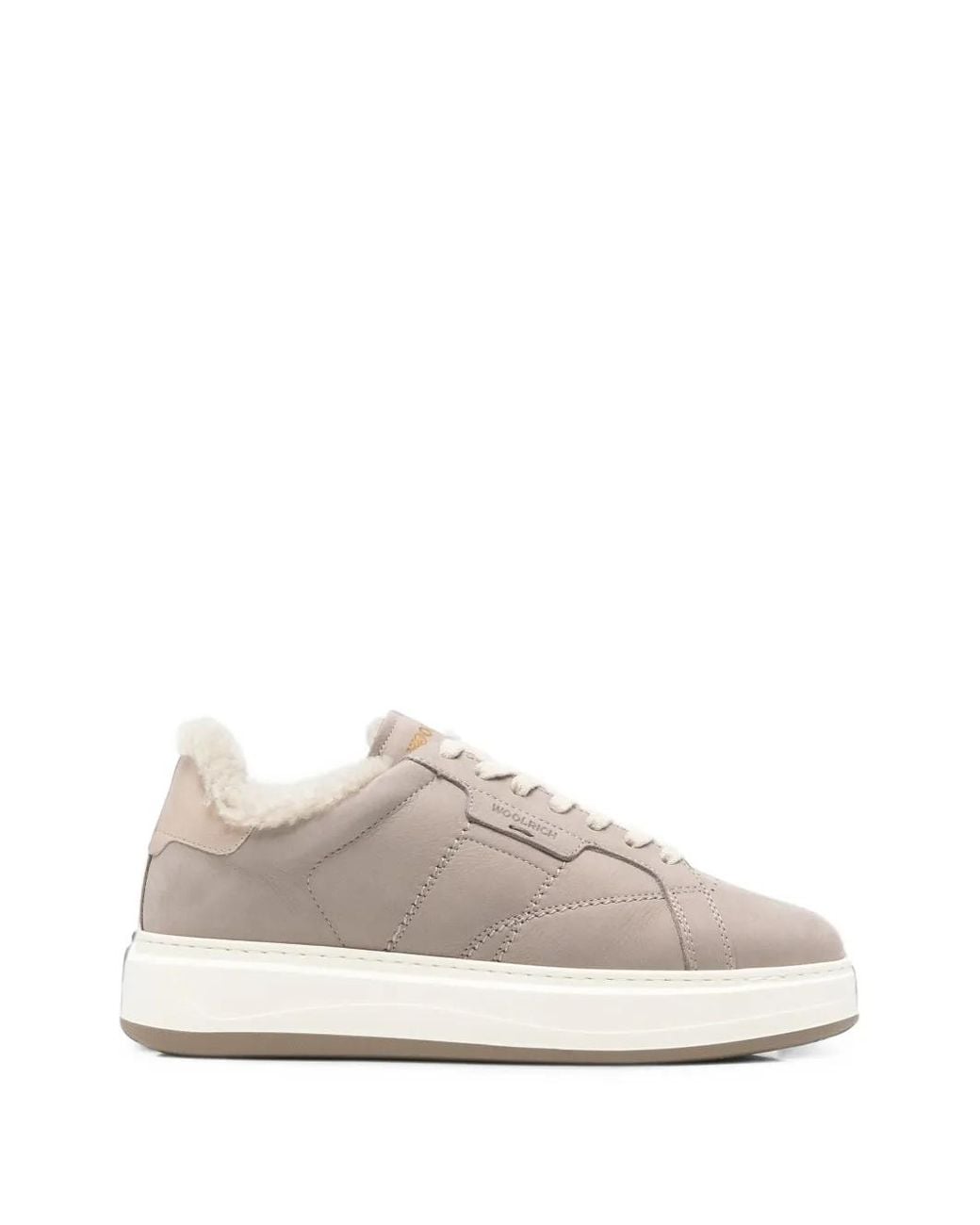 Woolrich White Shearling-Lined Leather Sneakers