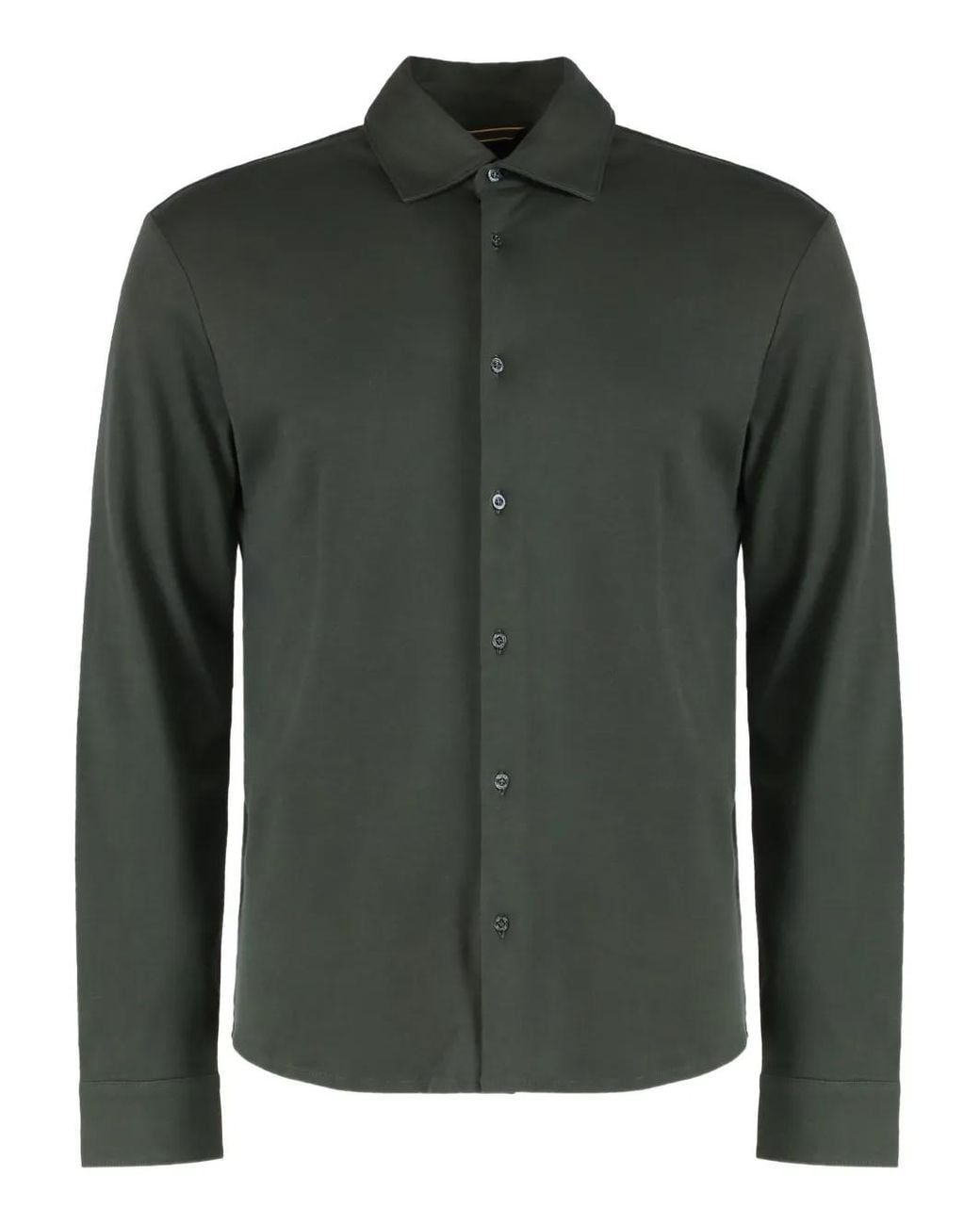 Moorer Green Long-Sleeve Button-Fastening Shirt for men