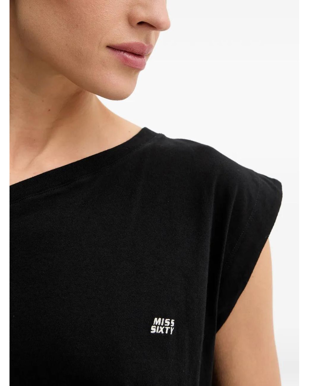 Miss Sixty Black Off-Shoulder T-Shirt